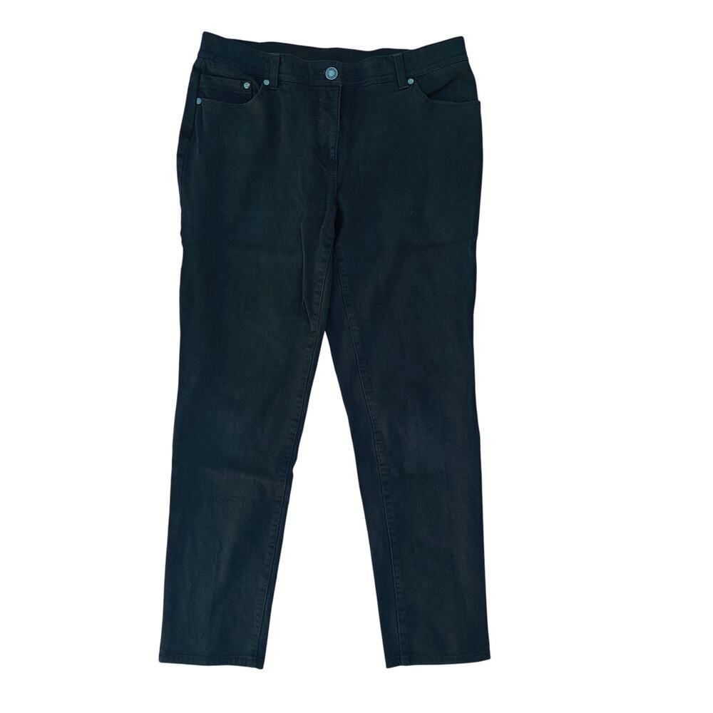 Chico’s Black Jeans Size 1.5 Regular Stretch Denim Straight Leg Mid Rise